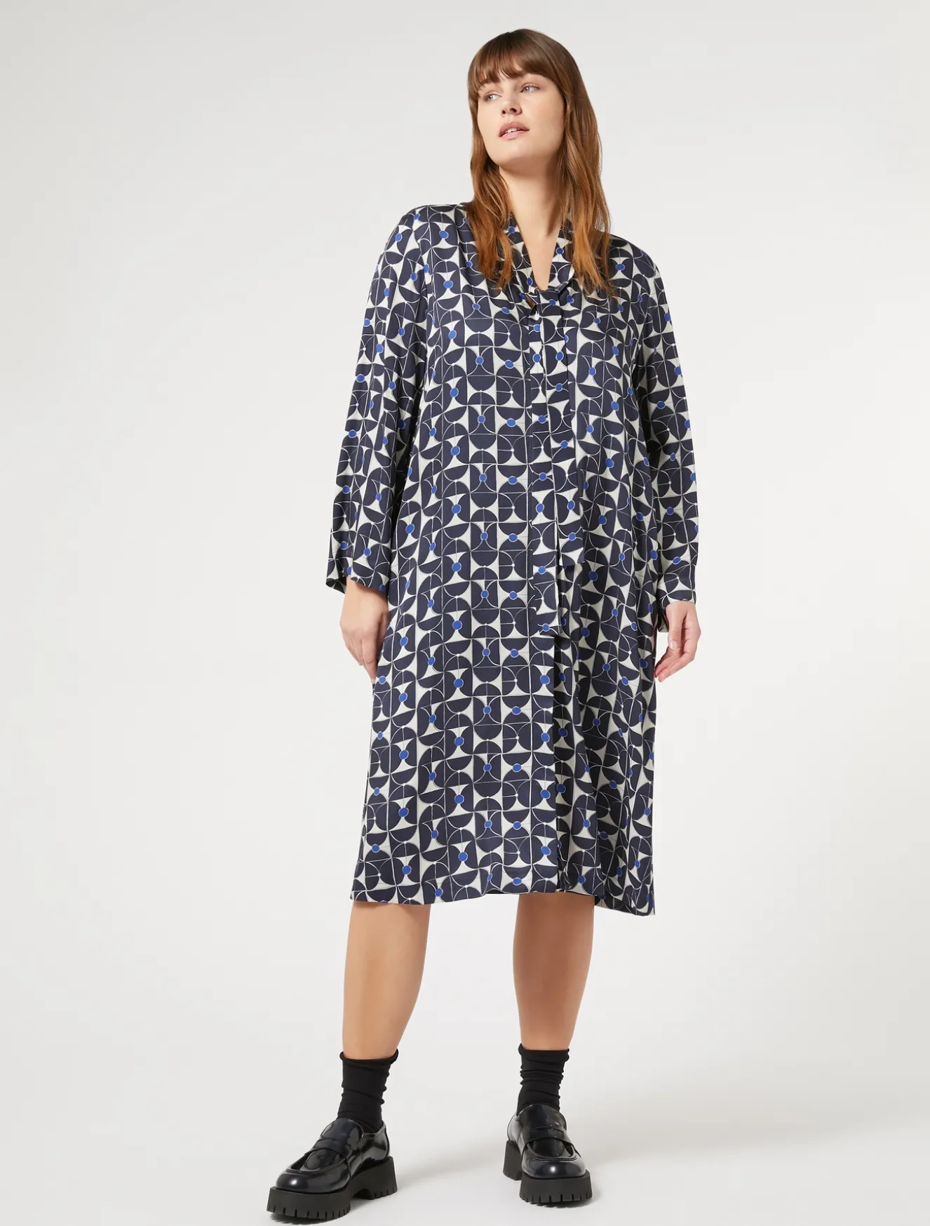 New Marina Rinaldi Abito chemisier in twill BLUMARINO