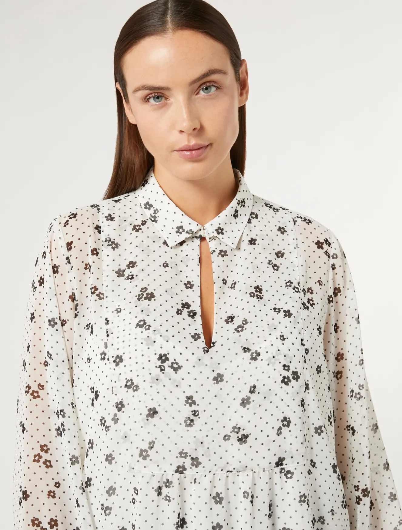 New Marina Rinaldi Blusa in georgette stampata BIANCO
